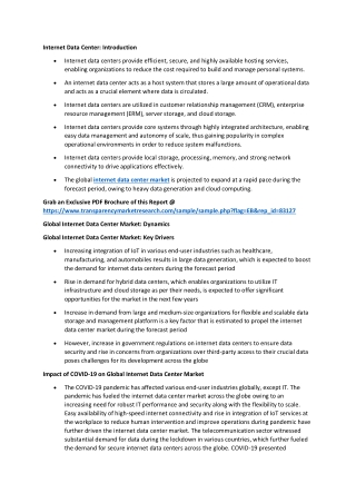 Internet Data Center Market