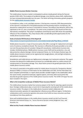 Mobile Phone Insurance Market