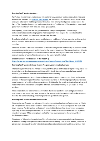 Roaming Tariff Market