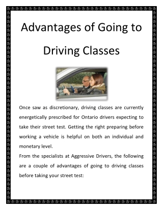 Advantages of Going to Driving Classes