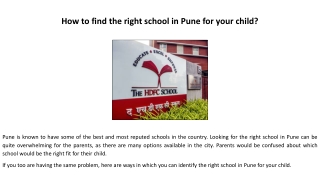 How to find the right school in Pune for your child ?