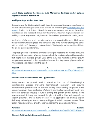 Latest Study explores the Gluconic Acid Market for Business Market Witness Highe