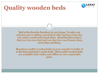 Know the about Sheesham quality wooden beds from Saraf Furniture