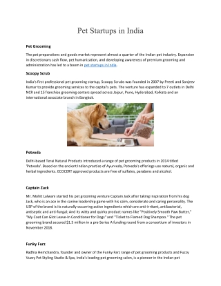 Pet Startups in India