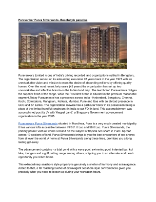Puravankar Purva Silversands- Beachstyle paradise