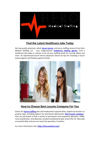 Find the Latest Healthcare Jobs Today