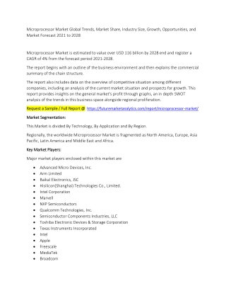 Microprocessor Market Global Trends, Market Share, Industry Size, Growth, Opportunities and Market Forecast 2021 to 2028