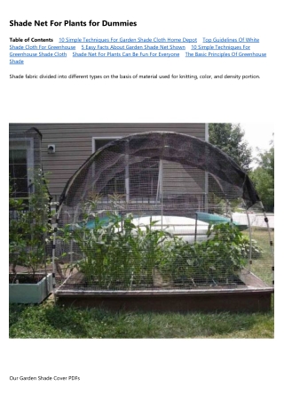 Get This Report about Garden Shade Cover