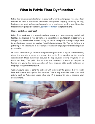 What is Pelvic Floor Dysfunction