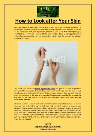 How to Look after Your Skin