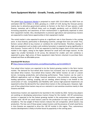 Farm Equipment Market - Growth, Trends, and Forecast (2020 - 2025)