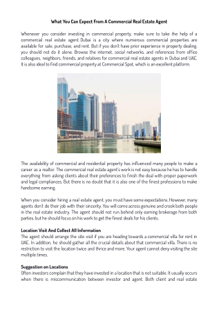 What You Can Expect From A Commercial Real Estate Agent