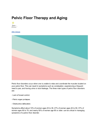 Pelvic Floor Therapy and Aging