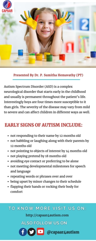 Autism Signs - Best Autism Centres in Bangalore - CAPAAR