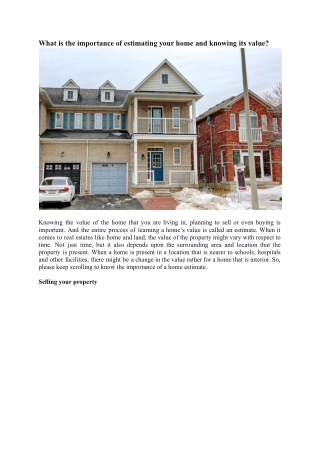 What is the importance of estimating your home and knowing its value_