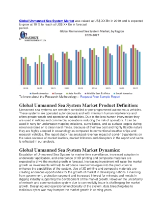 Unmanned Sea System Market was valued at US