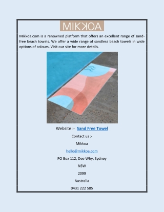 Sand Free Towel | Mikkoa.com