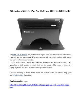 Attributes of ZUGU iPad Air 10.9 Case 2021| ZUGU CASE