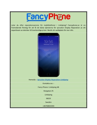 sprucken display reparation Linköping  Fancyphone.se