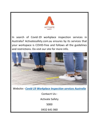Covid-19 Workplace Inspection Services Australia | Activatesafety.com.au