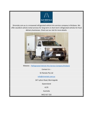 Refrigerated Vehicle Hire Service Company Brisbane  Slrrentals.com.au