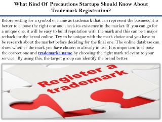 What Kind Of Precautions Startups Should Know About Trademark Registration?