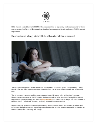Sleep anxiety