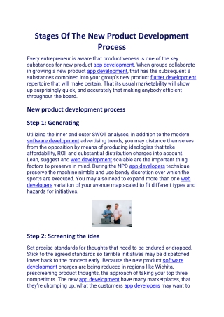 Stages Of The New Product Development Process