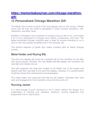 12 Personalized Chicago Marathon Gift