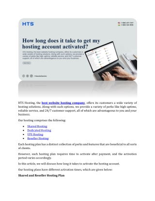 How Long does it Take to Get My Hosting Account Activated?