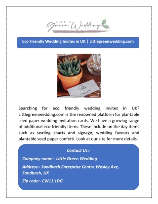 Eco Friendly Wedding Invites in UK | Littlegreenwedding.com