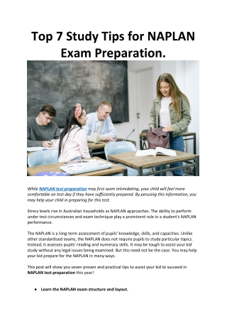 Top 7 Study Tips for NAPLAN Exam Preparation