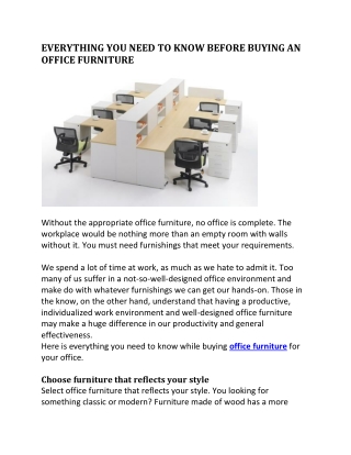 EVERYTHING YOU NEED TO KNOW BEFORE BUYING AN OFFICE FURNITURE