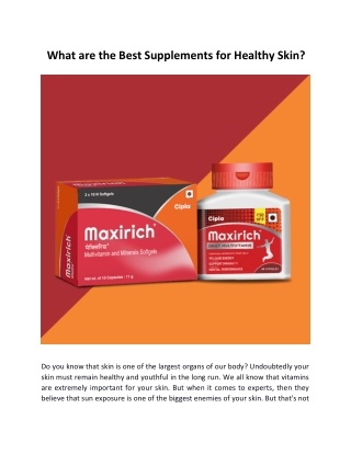 What are the Best Supplements for Healthy Skin?