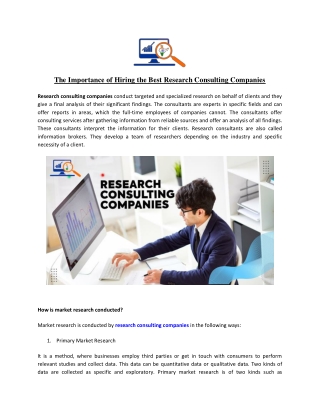The Importance of Hiring the Best Research Consulting Companies