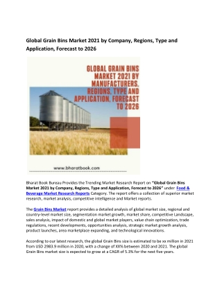 Global Grain Bins Market 2021 by Manufacturers, Regions, Type and Application, Forecast to 2026-converted (1)