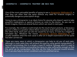 Chiropractic - Chiropractic Treatment and Neck Pain