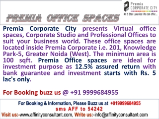 Premia Office Spaces Greater Noida @ 09999684905