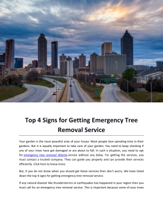 Top 4 Signs for Getting Emergency Tree Removal Service