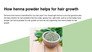 How henna powder helps for hair growth