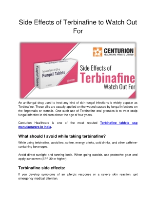 Side Effects of Terbinafine to Watch Out For