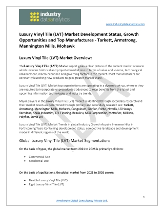 Luxury Vinyl Tile (LVT) Market