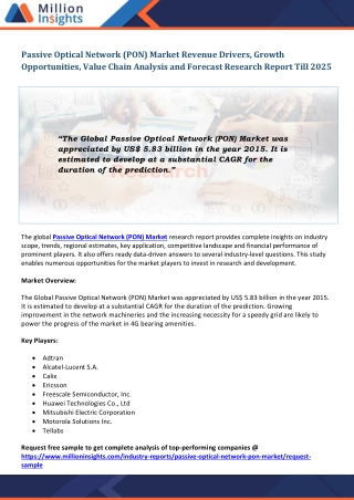 Passive Optical Network (PON) Market