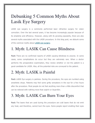 Debunking 5 Common Myths About Lasik Eye Surgery
