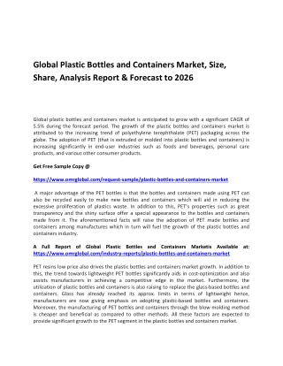 Global Plastic Bottles and Containers Market