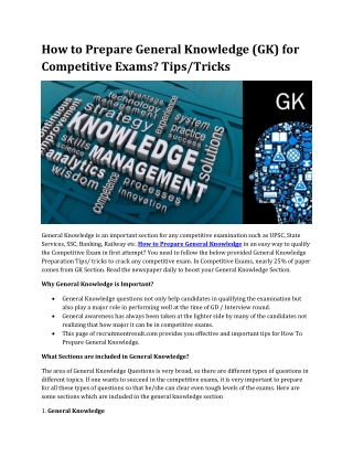 Prepare General Knowledge for Competitive Exams Tips Tricks