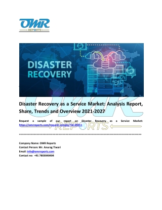 Disaster Recovery as a Service Market Share, Trends and Overview 2021-2027