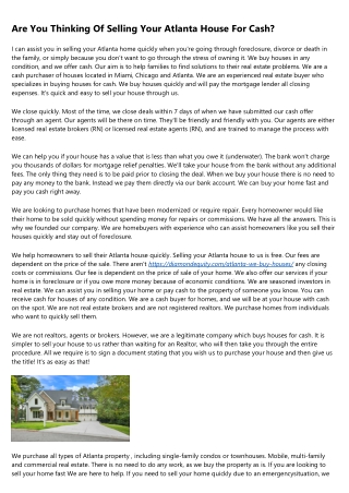 Think You're Cut Out for Undertaking Home Cash Offer Atlanta?