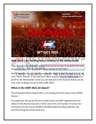 AMF 2021 – An Exciting Music Festival of The Netherlands