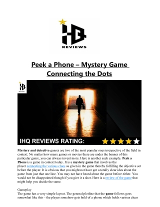 Peek a Phone – Mystery Game Connecting the Dots